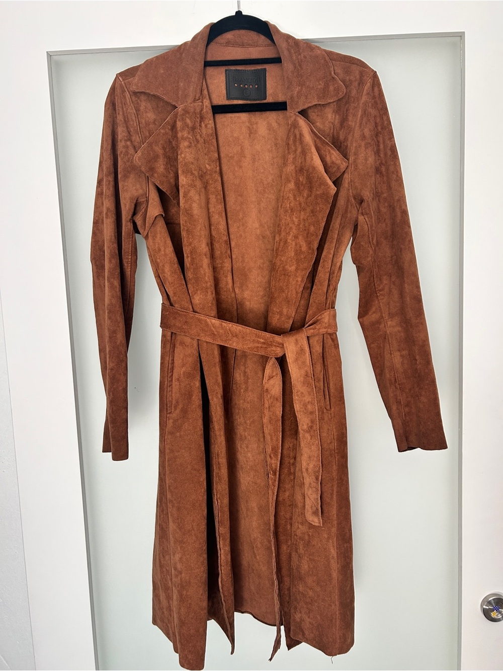 Blank NYC tan brown faux suede trench jacket small